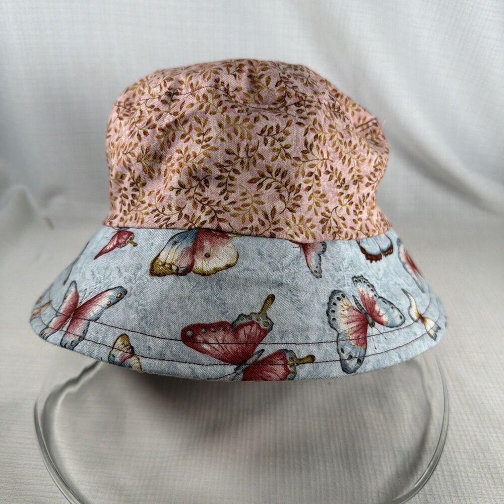 New Mad Hatter Port Townsend Handcrafted Reversible Bucket Hat Butterfly Floral - Picture 7 of 8